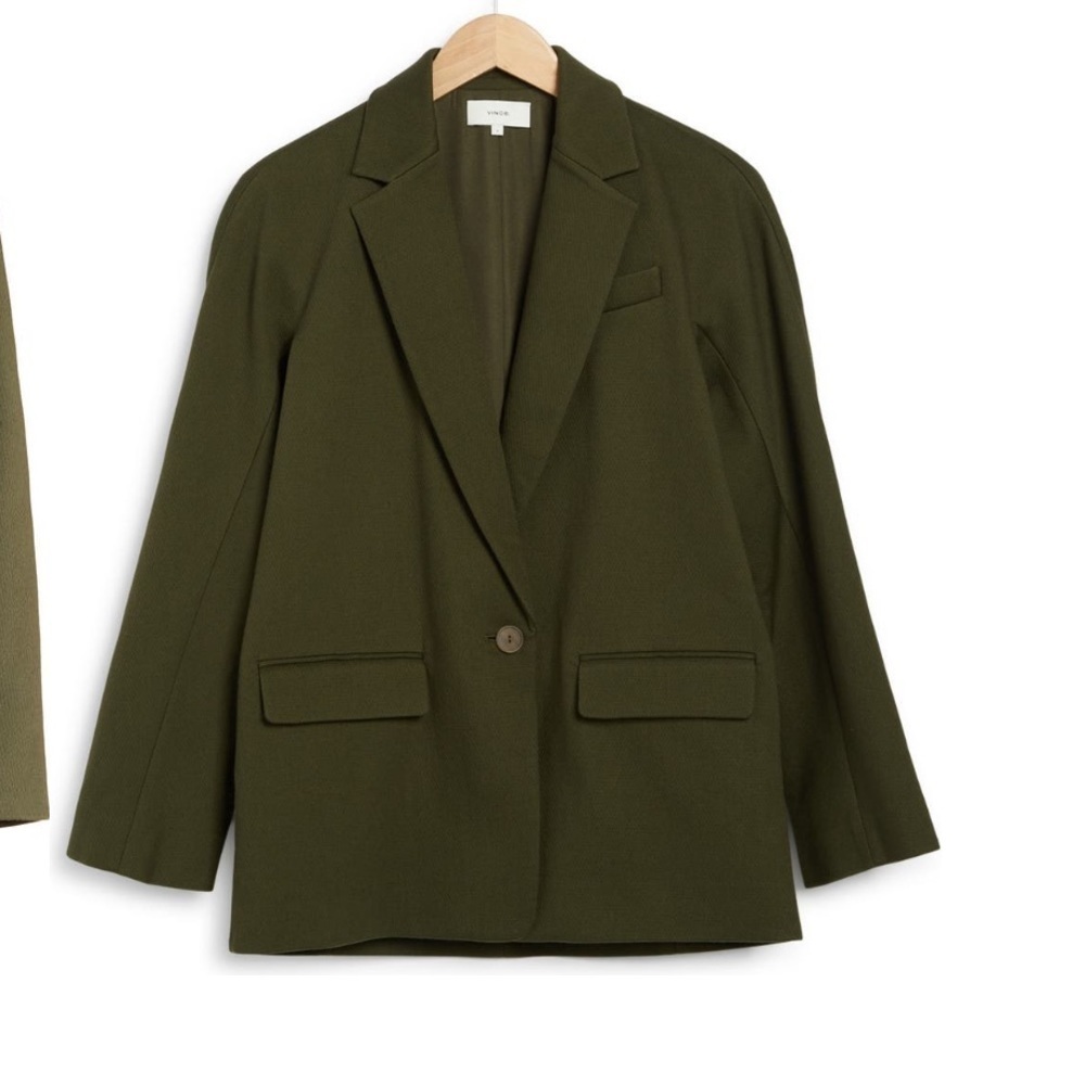 Vince Solid Blazer Jacket Tuscan Olive Green Over… - image 2